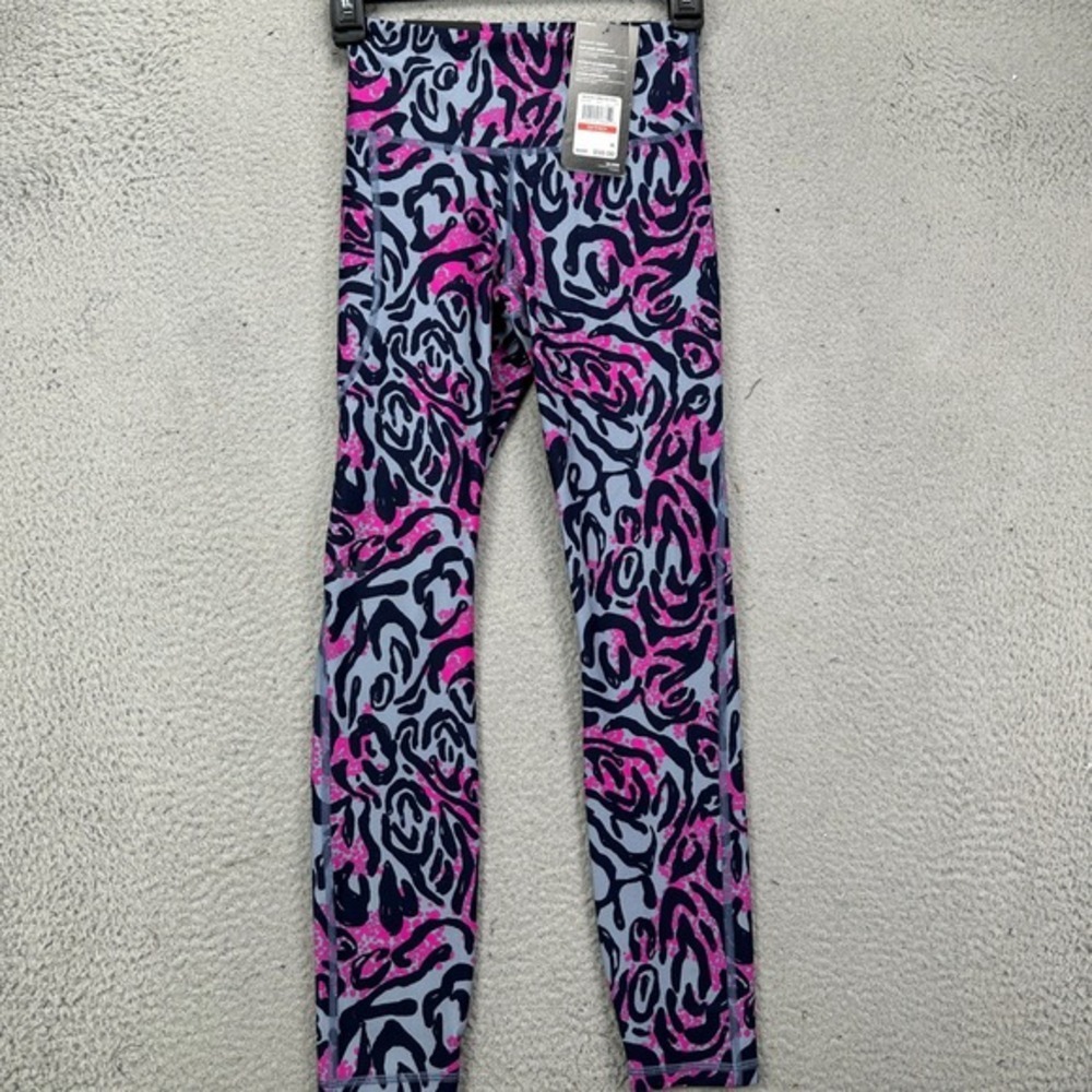Under Armour Womens Compression Leggings XS Pink Gray Leopard Ankle Crop NEW